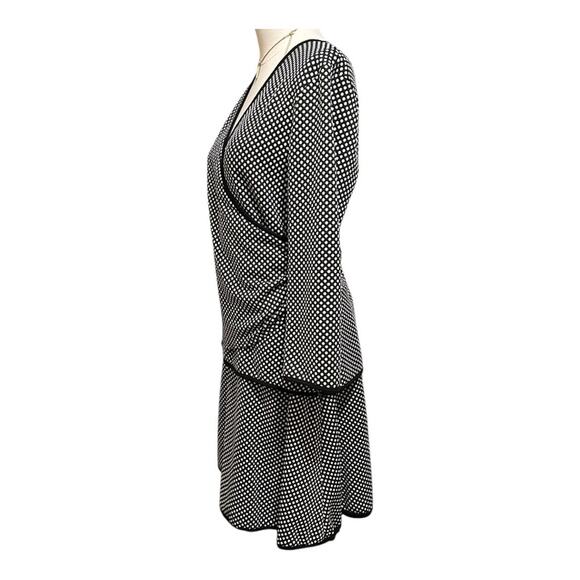 Max Edition, Black White Polka Dot Wrap Dress Knee-Length 2 Piece, Size X-Large - Picture 3 of 7